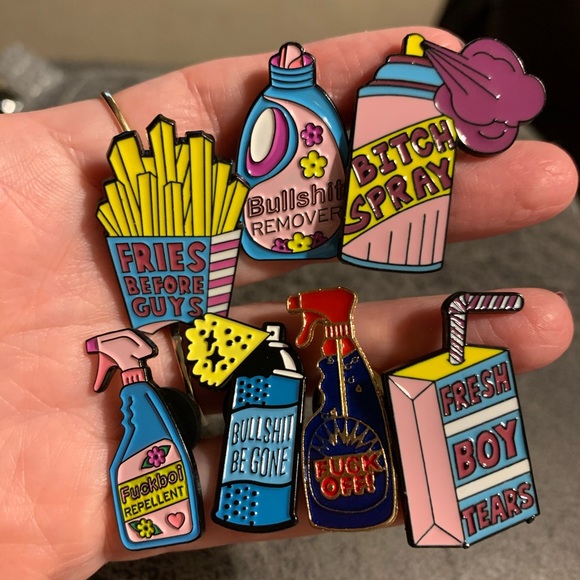 cool girl Jewelry - Set of 7 cool girl pins hilarious funny